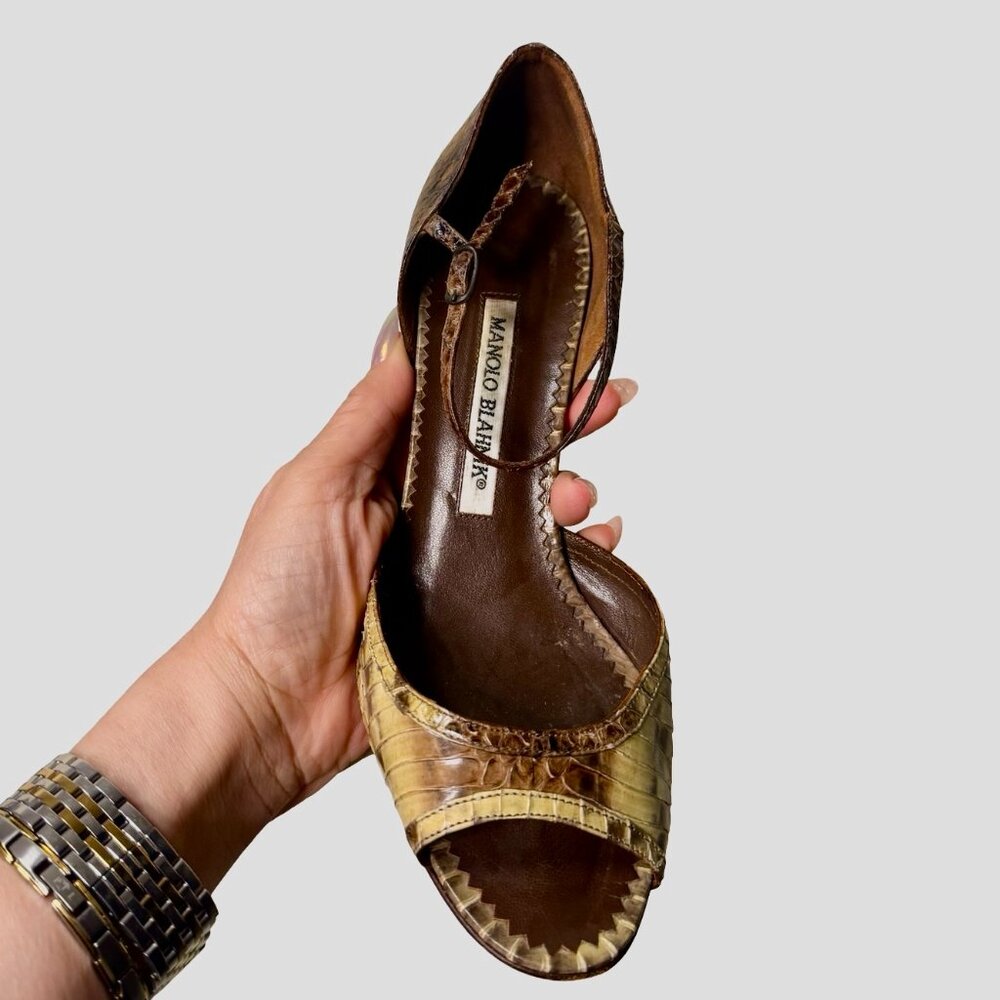 Manolo Blahnik Brown/Green Python D’Orsay Heels –… - image 9